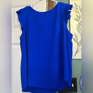 Women's Royal Blue Ruffle Sleeve Blouse